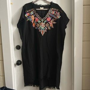 Layerz Clothing Dress Sz 3XL Black Lined Embroidered Boho black